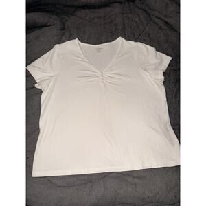 Women’s Croft And Barrow While Tee With Button Accents V Neck Plus Size 1X
